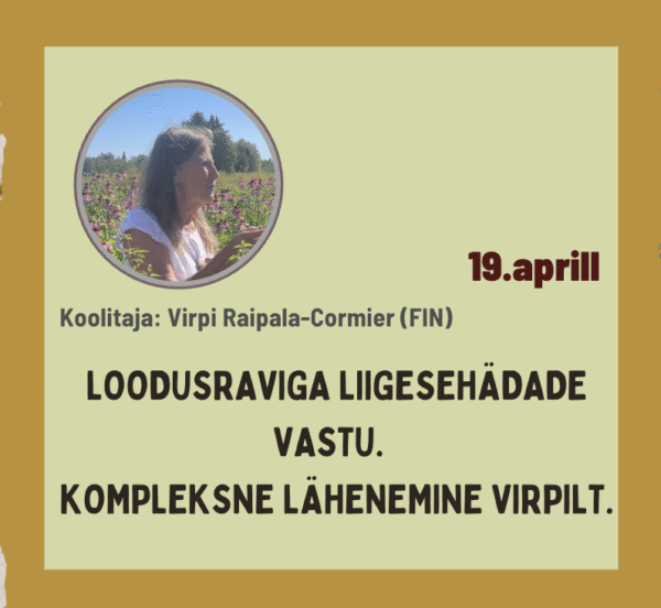 Loodusraviga liigsesehädade vastu. Komplekse lähenemine Virpi Raipala-Cormierilt. Pühapäev, 19. aprill kell 10.00 - 17.45.
